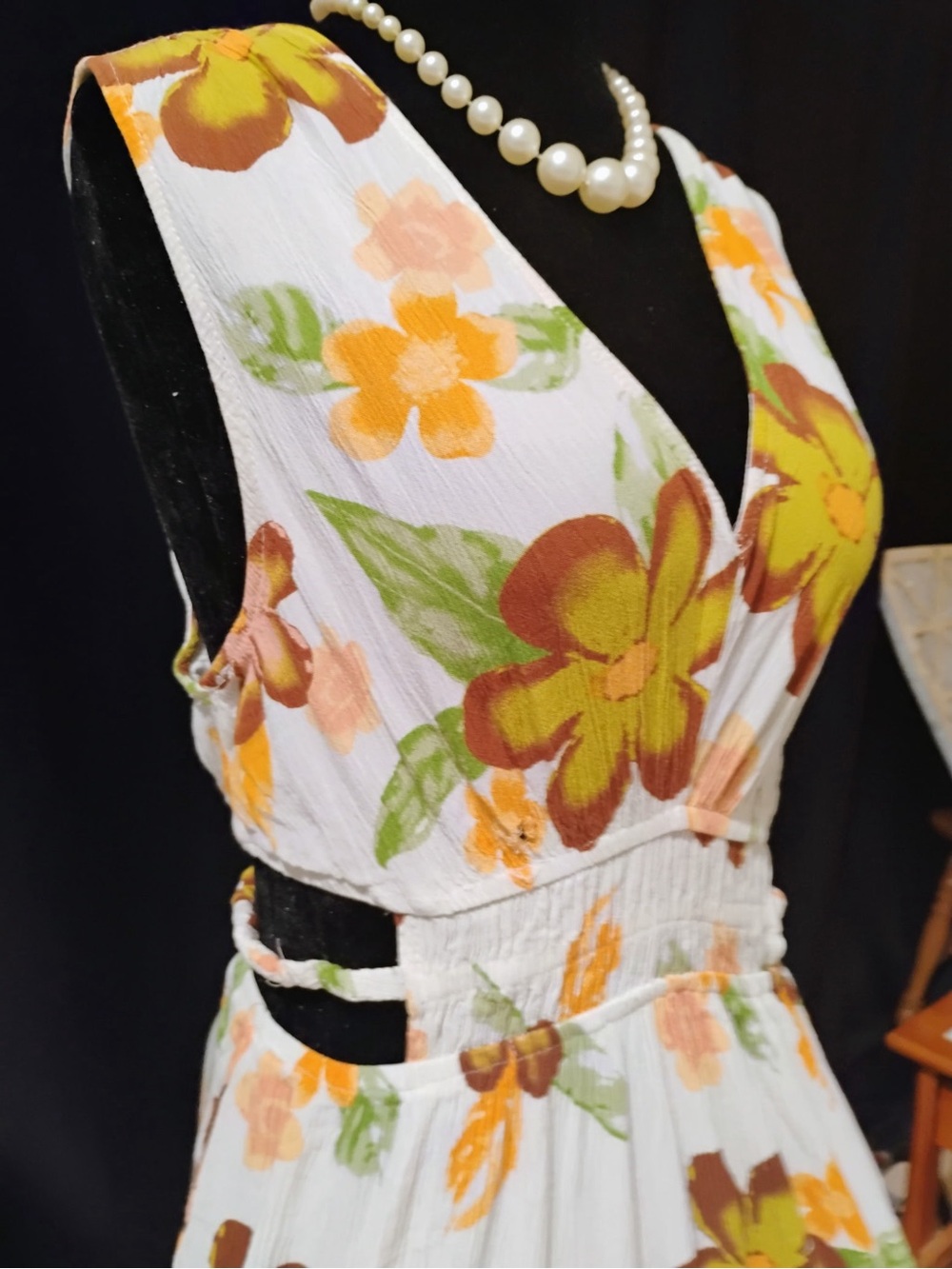 Justify White Maxi Dress with Yellow, Orange and Green Floral Print